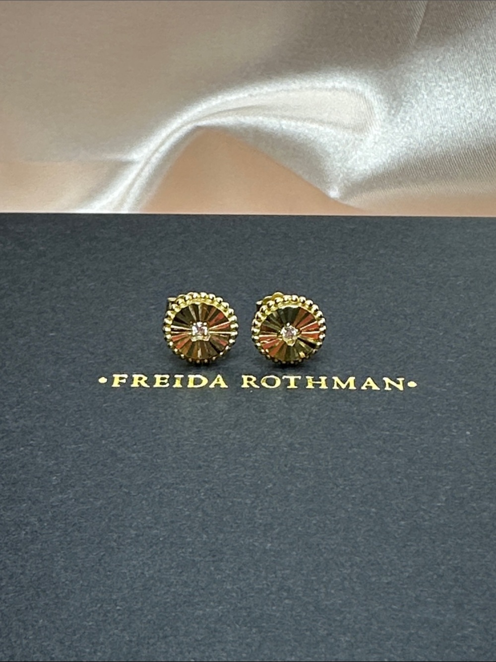 Freida Rothman Radiance Collection Gold Fluted Stud Earrings NWT $125 MSRP